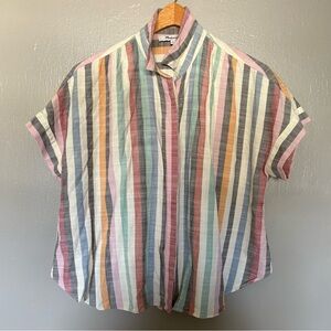 MADEWELL Striped Multicolor Short Sleeve Button-Up Shirt